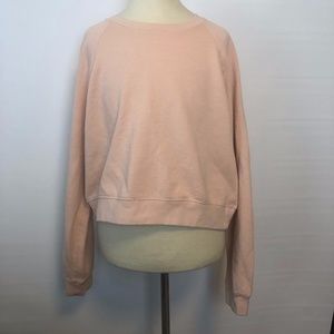Forever 21 Peach Cropped Sweatshirt Sweater (Large